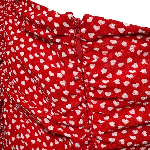 Aqua Heart Ruched Double Ruffle Mini Skirt Red/White Women Medium NWT Valentine - Picture 7 of 9
